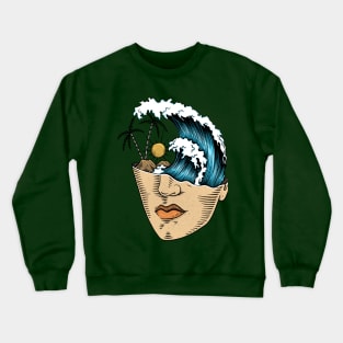 man and beach Crewneck Sweatshirt